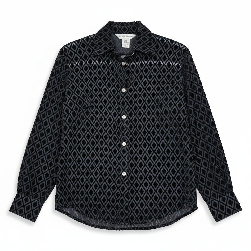 Paolo Santini Top 6 Women's Velvet‎ Burnout Silk Blend Vintage Geometric